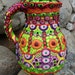 Clay Mosaic Ceramic Pitcher Multi Colored Multi Patterned