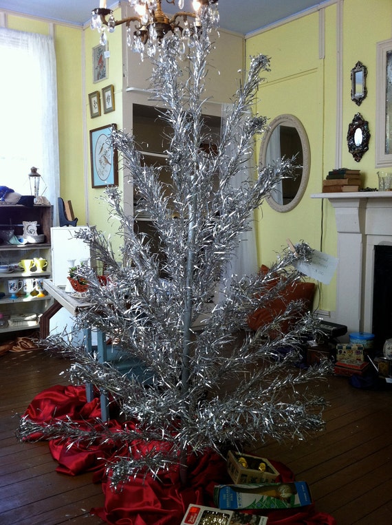 Aluminum Tinsel Christmas Tree MidCentury Vintage
