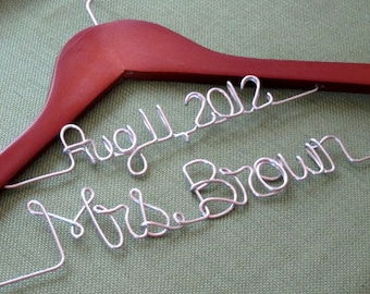 Double Decker Two Line Personalized Wedding Gown Dress Hanger with Name