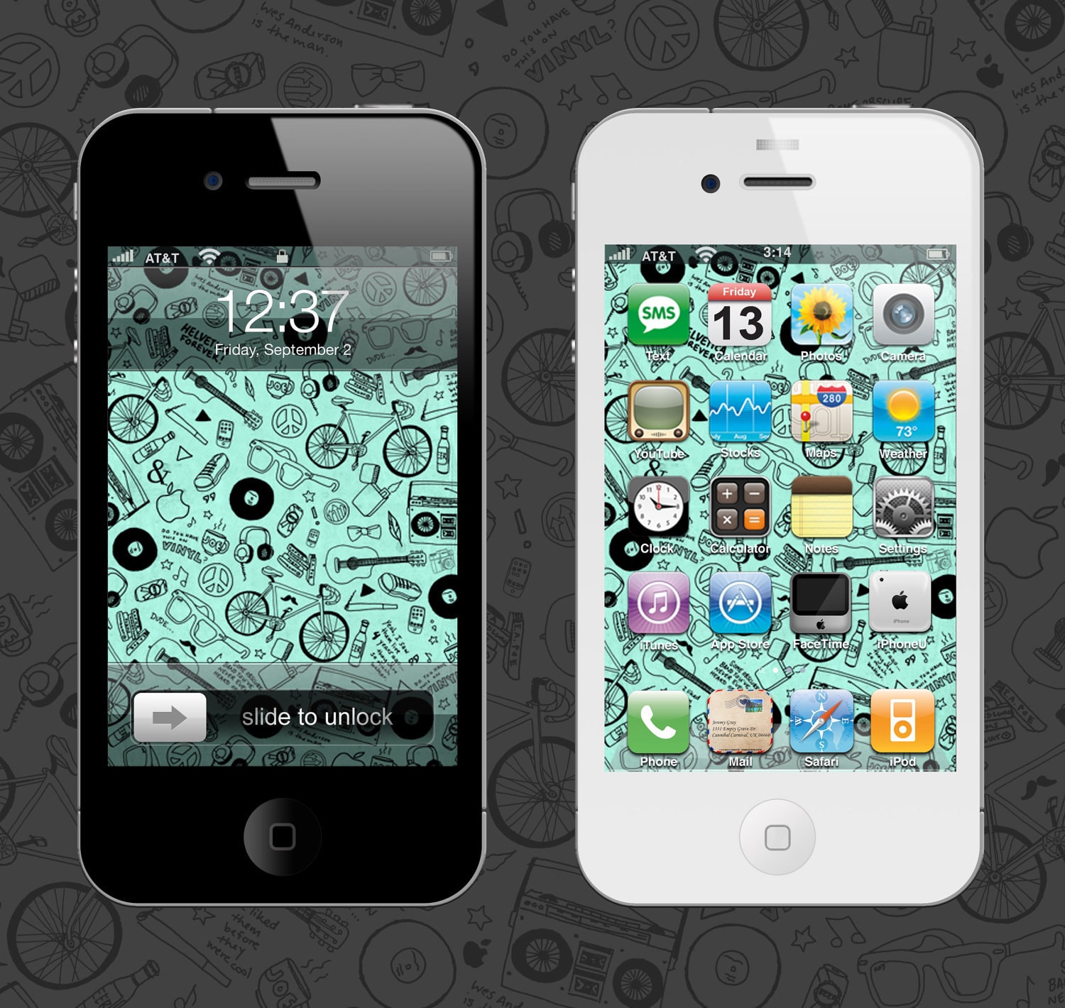 Hipster iPhone/iPod Wallpaper 1 Digital File