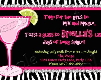 Bachelorette Party Zebra Photo Invitation DYI