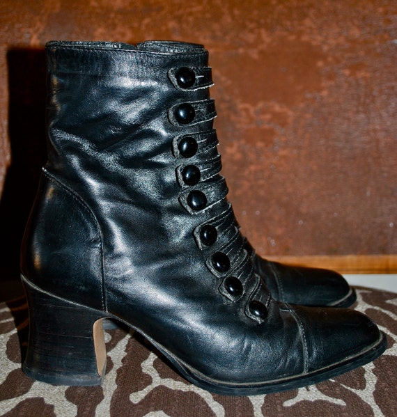 Vintage Edwardian Style Ankle Boots Button Up & Zip Up High