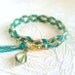 Sassy Emerald & Crème - Metallic Braided Double Wrap Modern Friendship Bracelet - Gold Chain with Crystal Charm