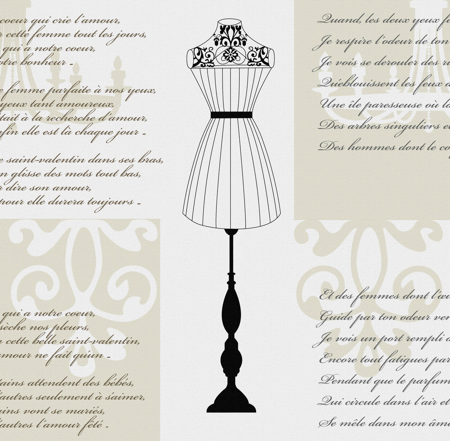 Canvas Art French Wire Dress Form Digital Print by SharmilaWInk