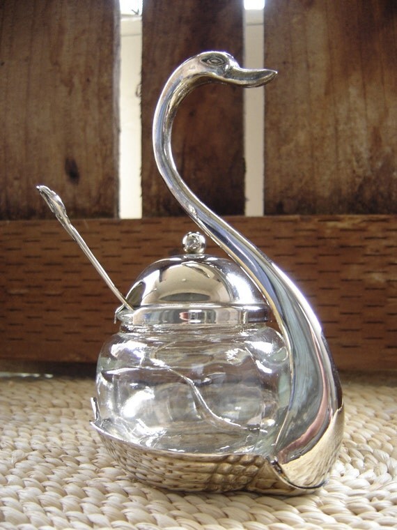 Vintage Silver Plated Swan Sugar Bowl by Sparrowstation on Etsy