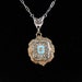 Art Deco Camphor Glass Vintage Necklace Rhodium Filigree Gold & Turquoise Accents