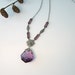 Vintage Art Deco Necklace Amethyst Glass Marcasites Filigree Flower Baguettes Paper Clip Chain 1930s
