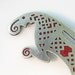 Silver Sweden Valsgärde Shield Ornament Pin Uppsala Mythical Bird Red Enamel Inlay