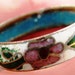1960s Vintage copper cloisonne ring. white with jewel tone flowers. size 8
