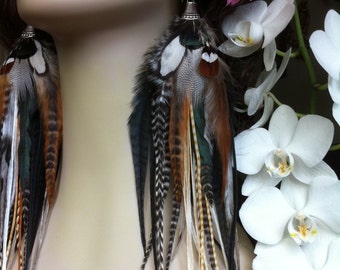 Feather Earrings Long, Queen Of The Forest, Goddess Feather Jewelry Natural Full Very Long Feather Earings