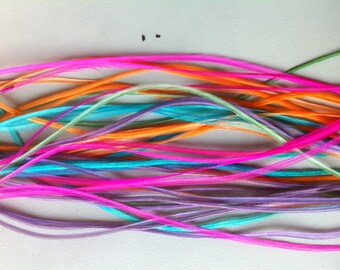 Feather Hair Extensions, Candy Land, 5 Long Pastel Hair Feathers, Rave Rainbow Highlight Plumes For Feather Extensions with Crimp Beads