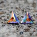 Swarovski Crystal Earrings - Triangle - Aurora Borealis Triangle Stud Earrings