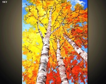 Landscape painting, Original Contemporary Palette Knife Fine Art Painting Abstract Textured On Gallery Wrapped Canvas 36X24