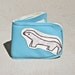 Honey Badger Wallet Honeybadger billfold bifold bi-fold recycled hand sewn handmade sky blue faux leather pleather original art