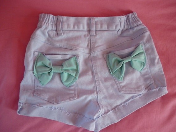 Blue Distressed Bow Shorts Cinderella RESERVED