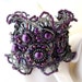Freeform freestyle Beaded Cuff Bracelet Purple lilac black silver, Unique gift Ooak jewelry