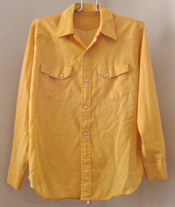 Mens Large Yellow Western Shirt by beachwolfvintage on Etsy