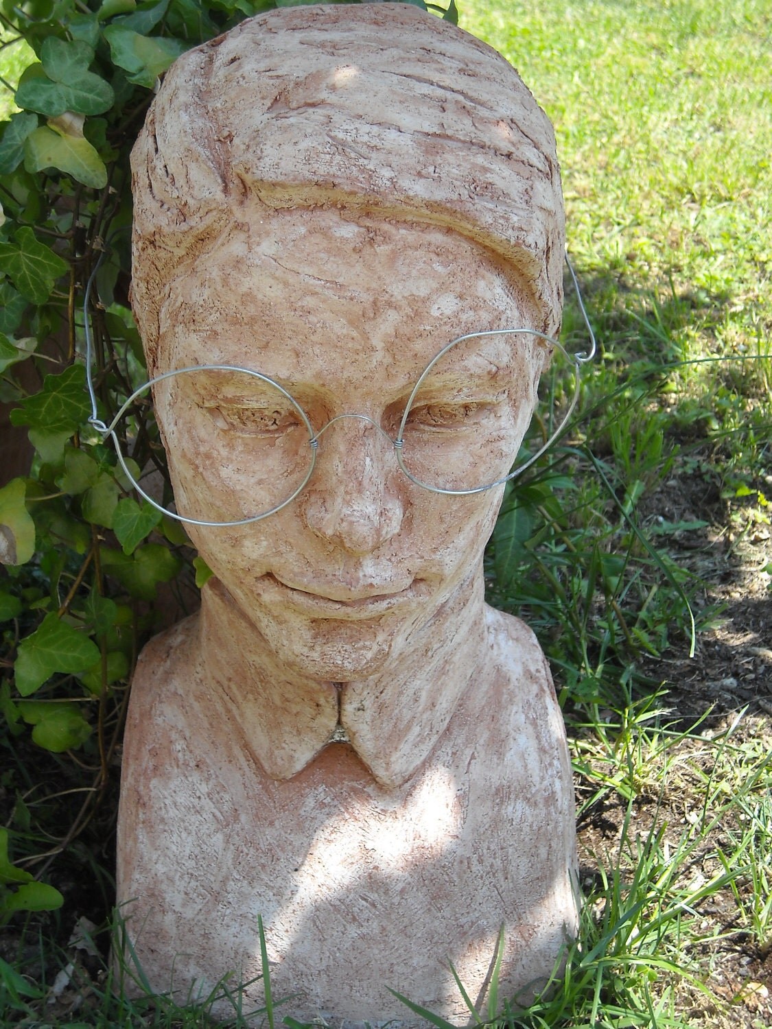 Head Planter Male Sculpture Pink Terra cotta by morphingpot