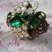 Handmade Vintage & New Sparkly Green Filigree Cocktail Ring