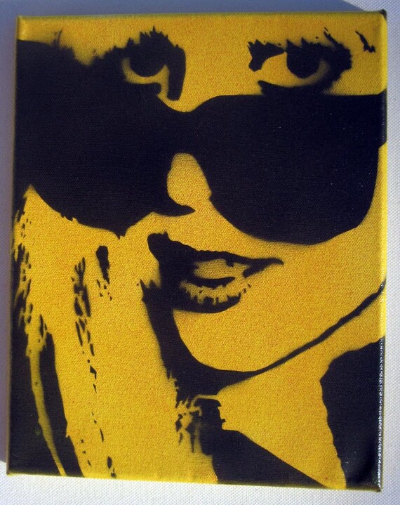 Spray Paint Stencil Art Lady Gaga and Sunglasses