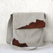 Natural Linen and leather bag messenger cross body men women laptop book bag genuine leather