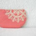 Linen and vintage doily small clutch, zipper pouch, cosmetic bag