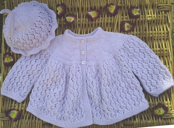 Baby's traditional lilac / mauve Diamond lace by bebbyjumpers