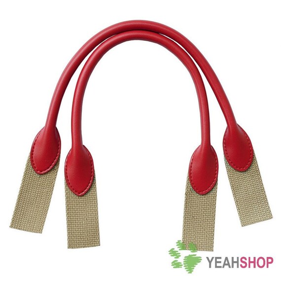 red leather purse handles