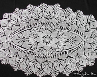 Hand Knitted Oval Lace oval runner tablecloth, throw, centerpiece "Deborah" Free Shipping