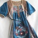 Women Top Blue Shirt Blouse Kaftan Caftan Embroidered Tunic/ Boho Hippie Short Sleeve Blue