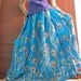 Amazing Long Skirt Peacock Art On Fabric Hippie Blue Cotton Skirt Maxi Skirt