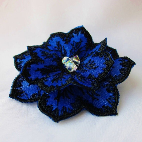 Items similar to Clearance Sale Cobalt Sapphire Blue Flower Hair Clip ...