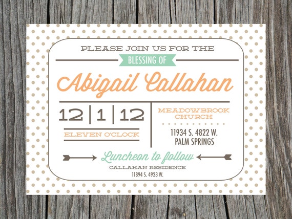 LDS Baby Blessing Invitation Printable Mormon Il_570xn
