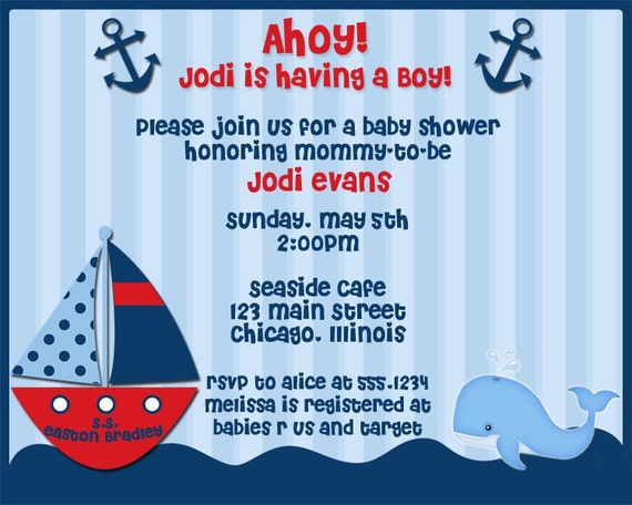 Boat Themed Baby Shower Invitations 4