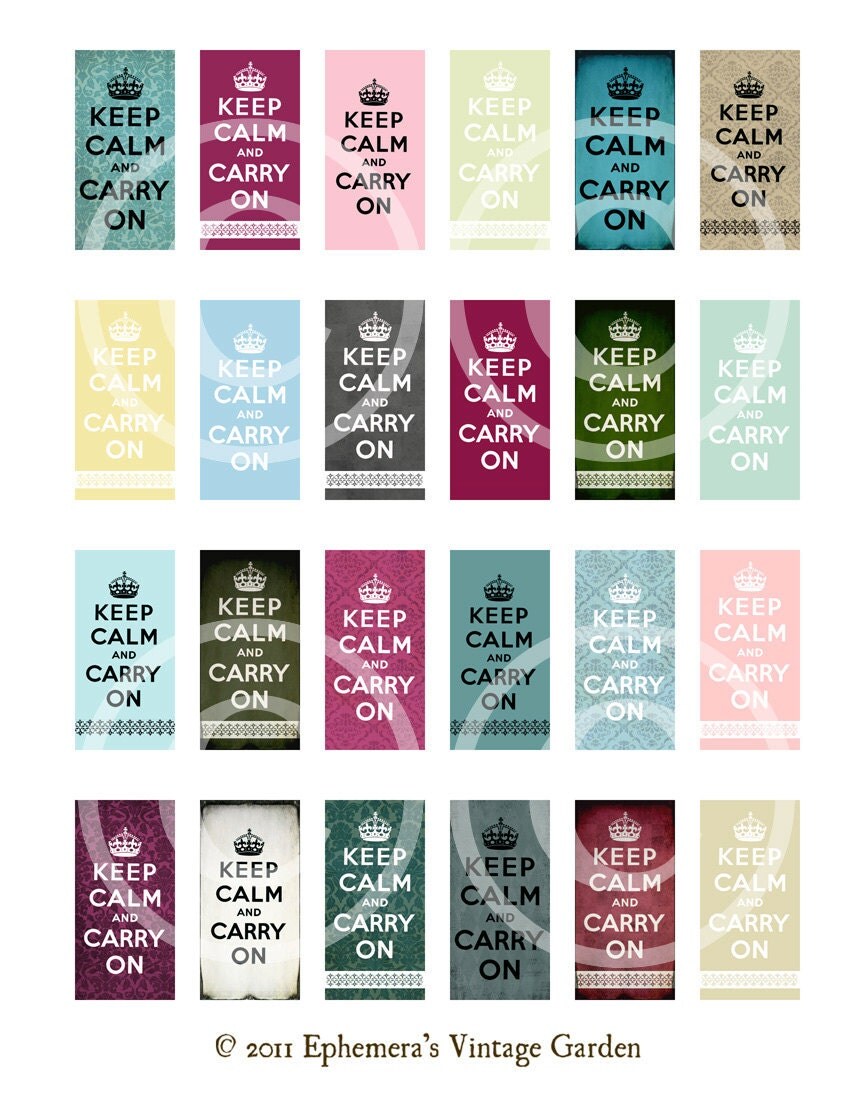 Keep Calm 1 x 2 Printable Domino Tiles Digital by EphemerasGarden