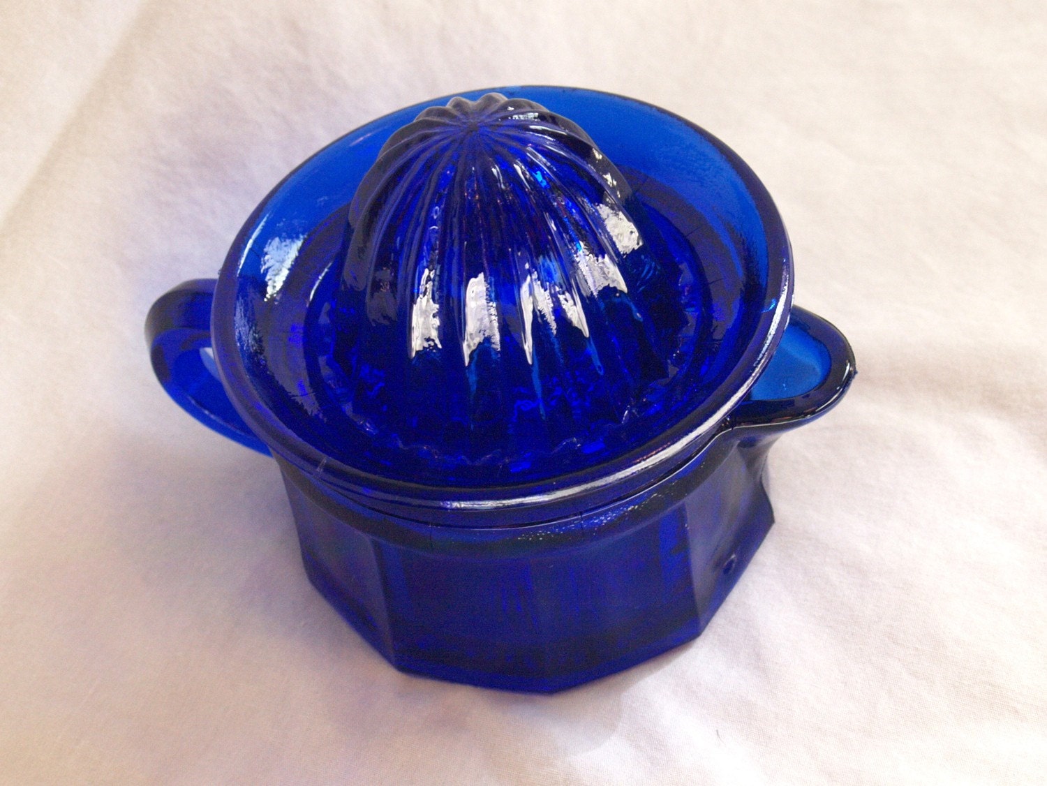 Vintage Citrus juicer with cup. Cobalt Blue.