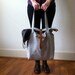 Canvas carry all tote, leather handles and strap, light grey U N I S E X collection