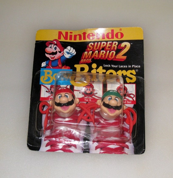 1991 Super Mario 2 BOW BITERS Shoelace Locks Vintage Nintendo