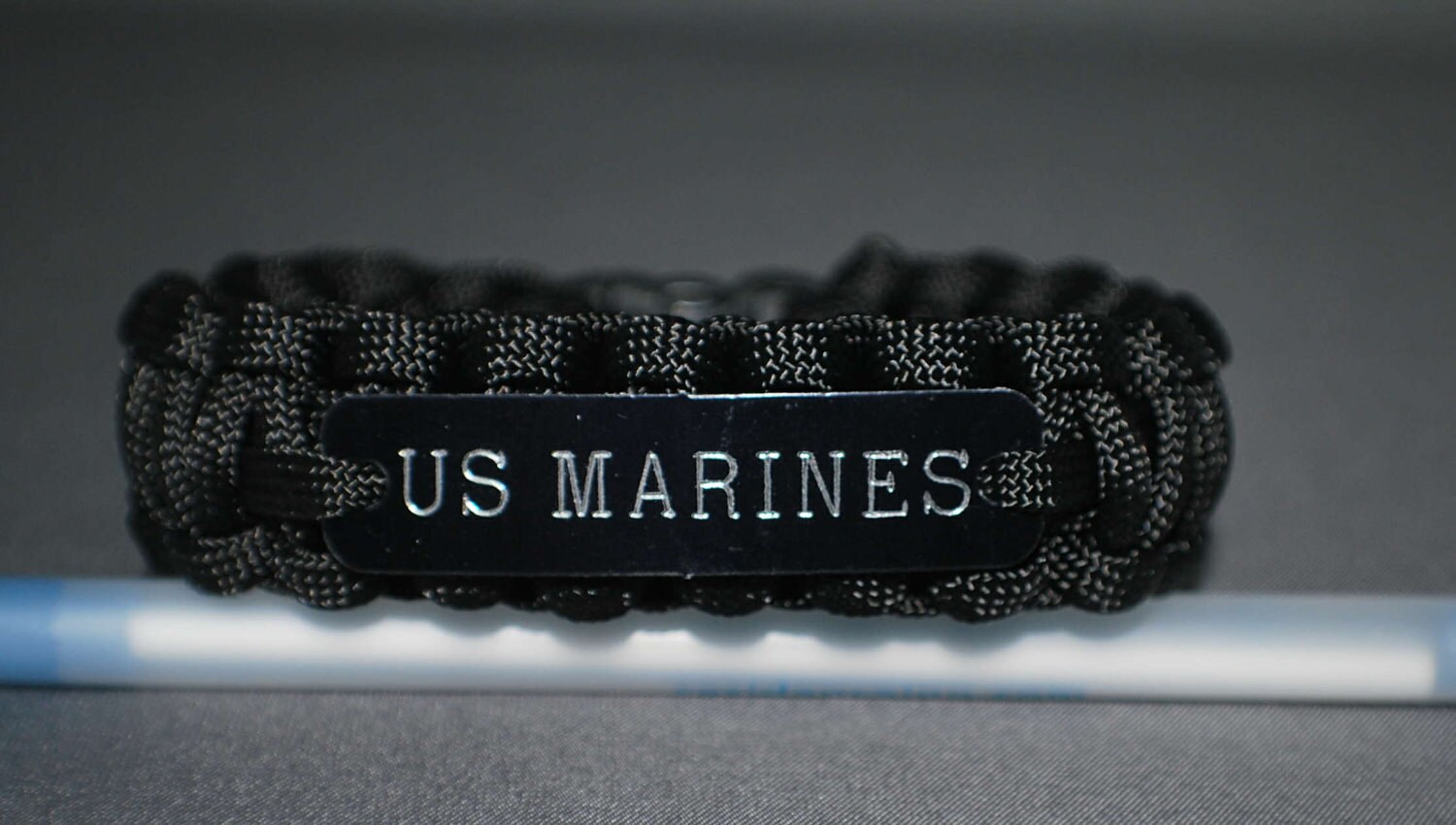 Marine Corp. Paracord Survival Bracelet Black With a Black