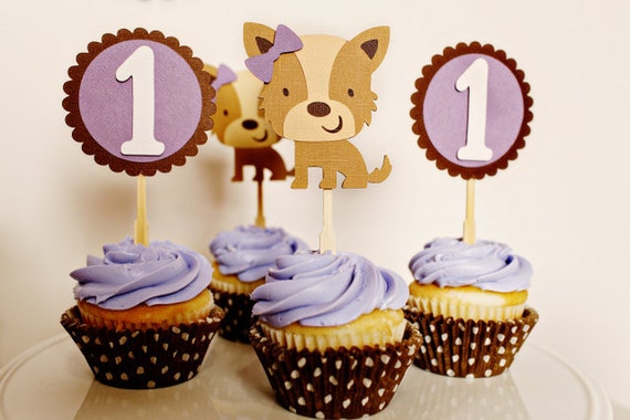 Pretty Puppy Party Cupcake Toppers Il_570xn