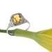 Antique White Gold Citrine Solitare Ring Size 6.75, 14kt Gold