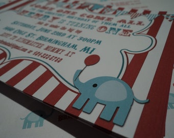ReD and TeaL VINTAGE CIRCUS invitation - U PRINT