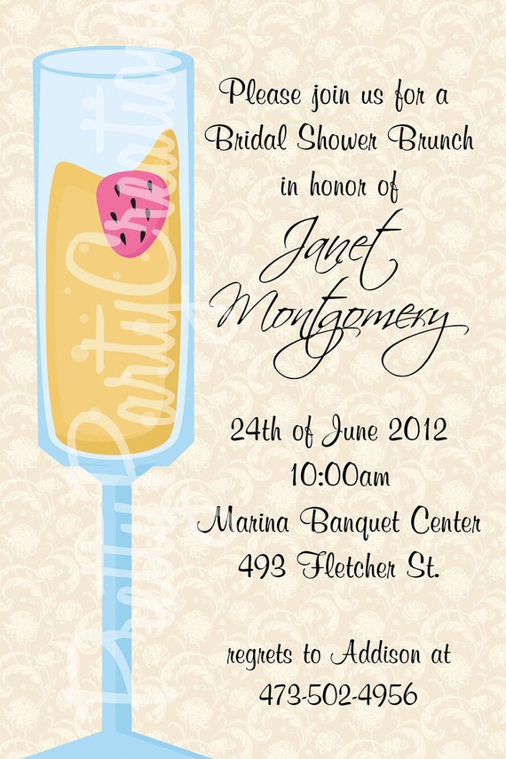 gift art wedding word PRINT YOU bridal brunch shower to 2 MIMOSA invitation