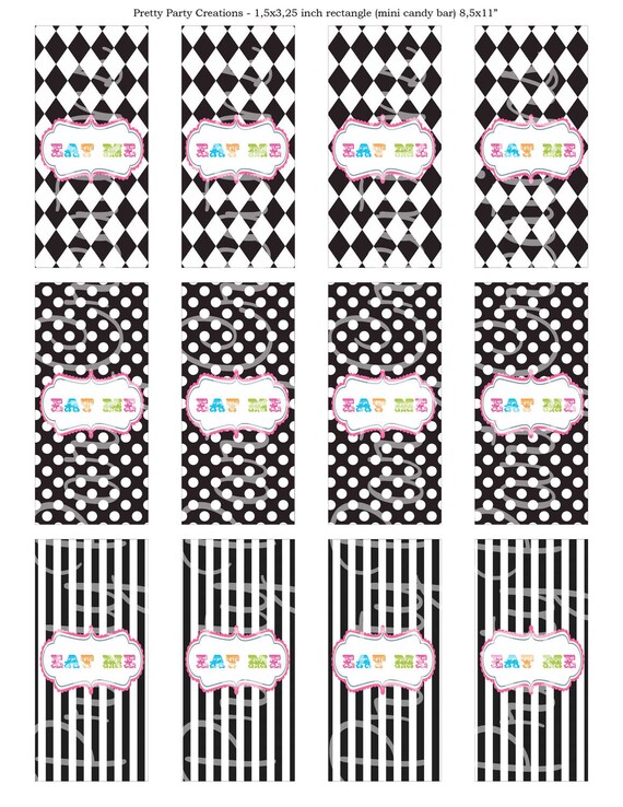 EAT ME mini CANDY bar labels you print