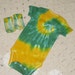Tie dye 3-6 month bodysuit and socks - Green and Yellow Mega Spiral, 225