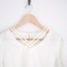 vintage white criss cross neckline blouse // layered braided shirt