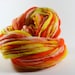 Free Secondary Ship Thick and Thin Yarn Slub TTS Handspun Merino Hand dyed Candy Corn 07 Self Striping