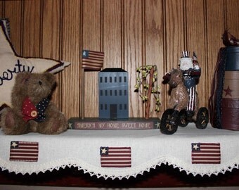 Country Primitive Americana Runner Mantel Shelf Scarf in