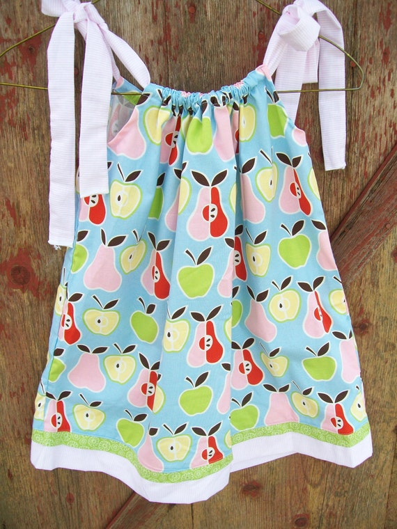 Apples and Pears Pillow Case dress size 3T by meemeesquilts