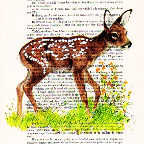 Items similar to Little Deer ORIGINAL ARTWORK Mixed Media, Hand